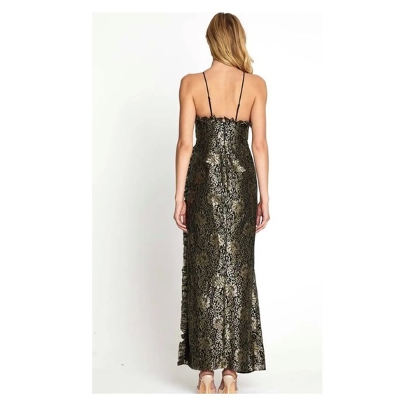 NWT ALICE MCCALL Distant Realms Maxi Gown Black Gold Metallic Lace Size US 0 - Picture 5 of 10